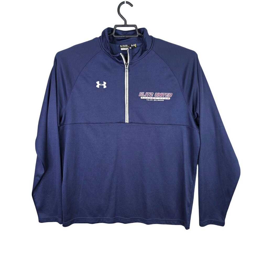Mens Under Armour Navy 1/4 Zip Pullover Loose Fit Shirt Blitz United Soccer XL